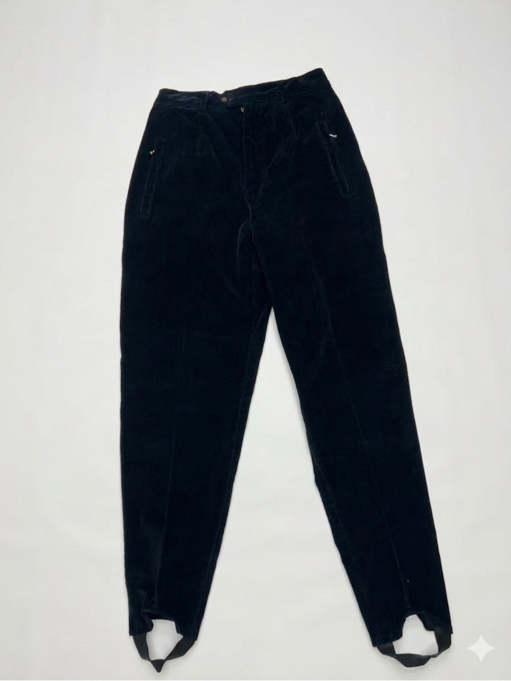 Vintage Rafaella Black Corduroy Stirrup Pants High Rise Gold Hardware Size 6